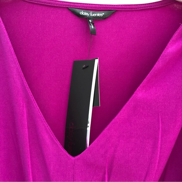 Magenta pleated long sleeve Mini Dress - Picture 3 of 9